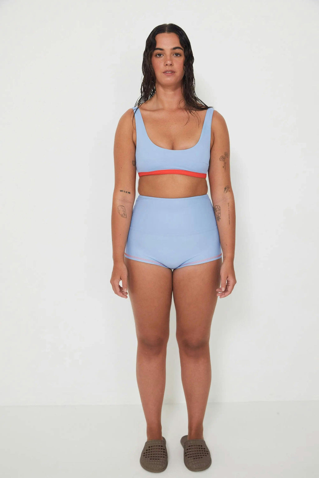 Bralette - Baby Blue + Chilli Red
