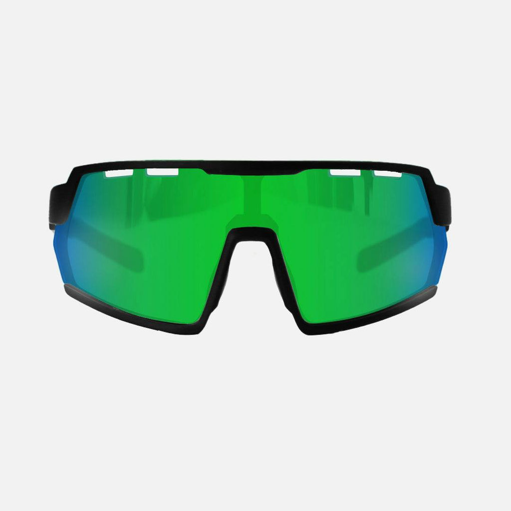 Legacy - Matte Black Frame Green Rubber Arm, Rose Lens with Green Iridium plus Venting