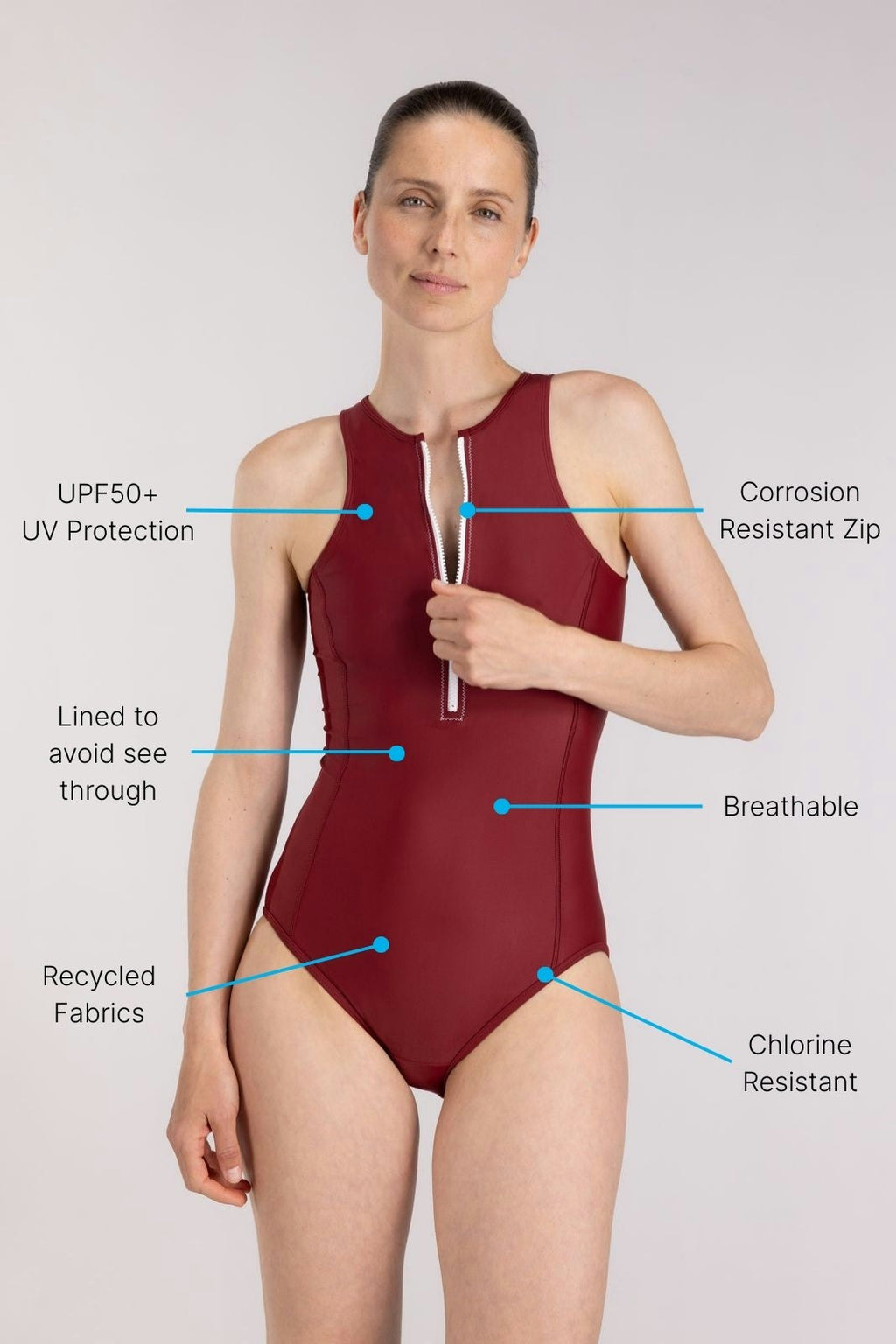 Yemaya One Piece Swimsuit Full Coverage ― Red