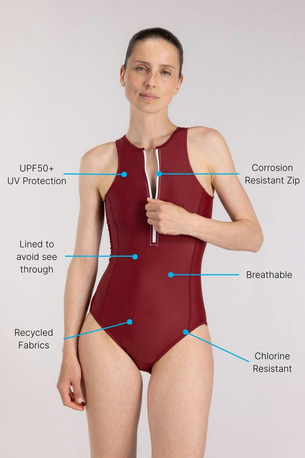 Yemaya One Piece Swimsuit Full Coverage ― Red