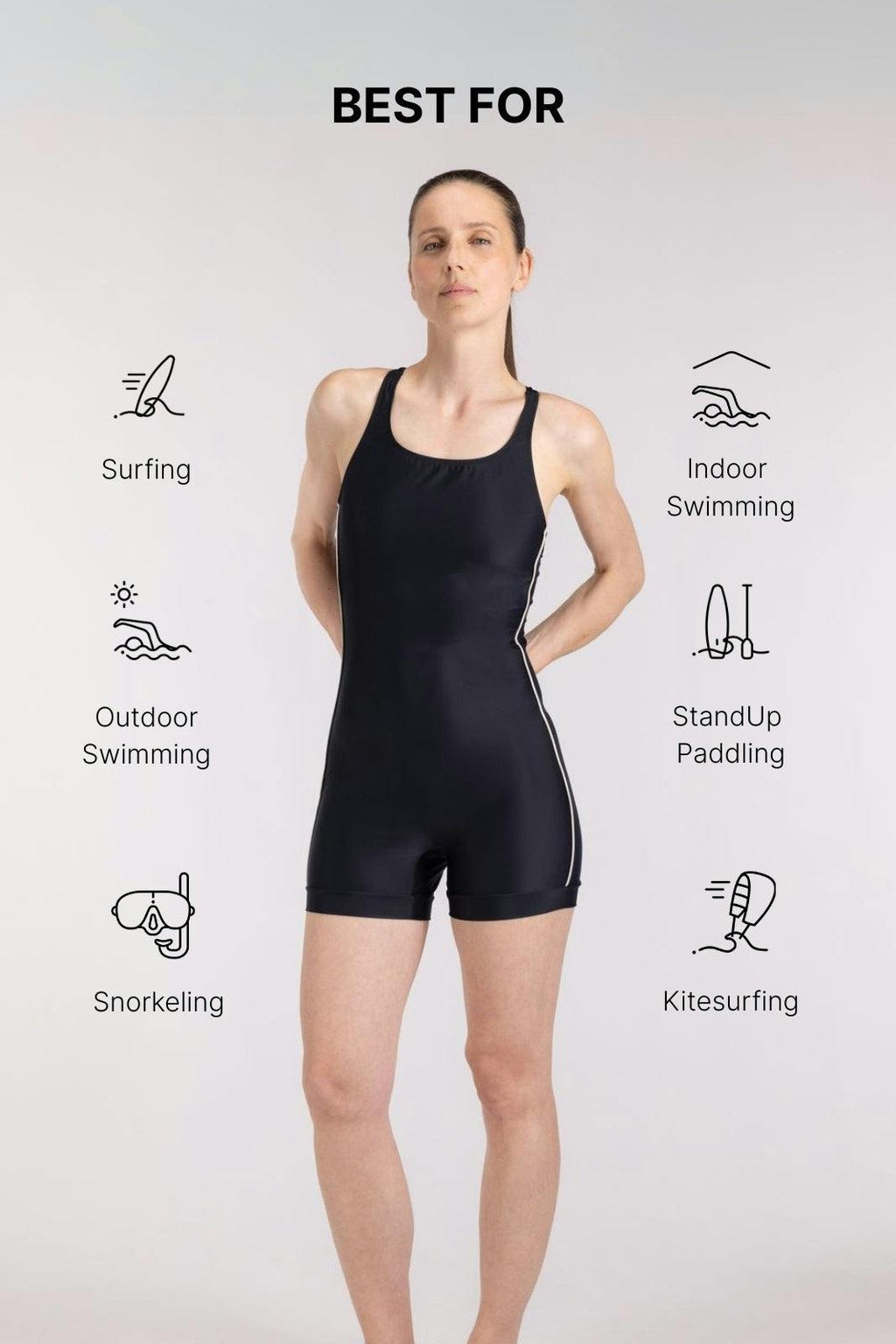 One Piece Swimsuit Boyleg Cut ― Black