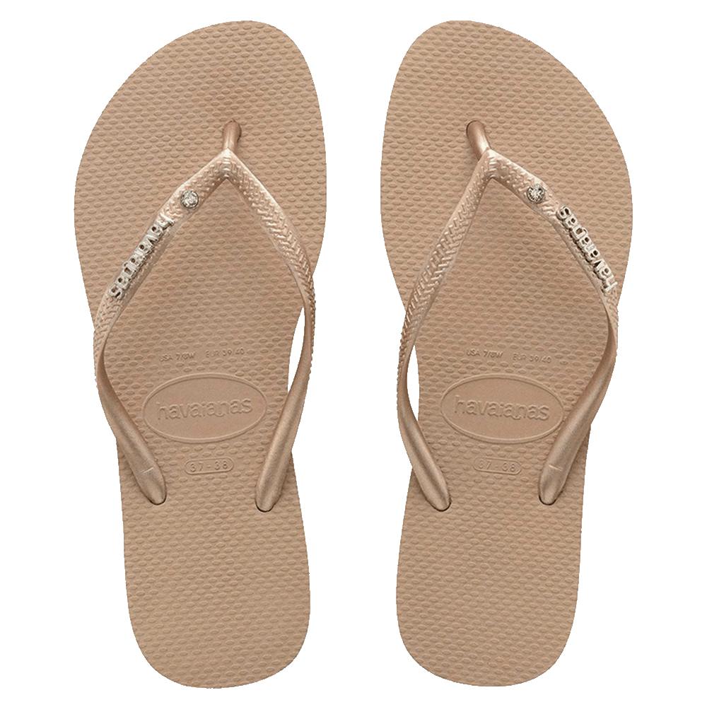 Slim Metal Logo Crystal Thongs