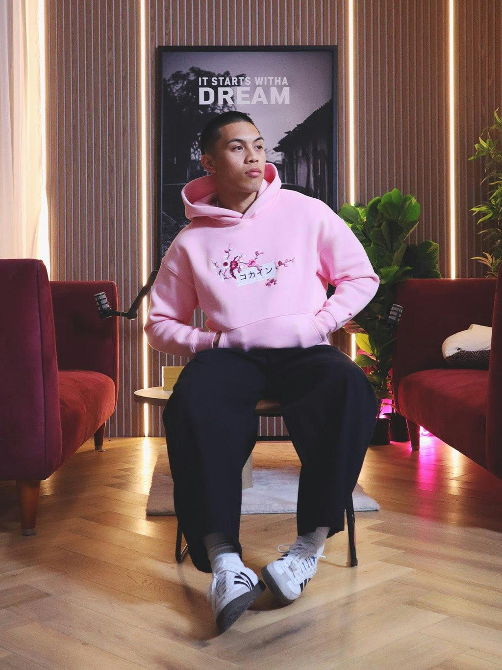 Pink / Red & White Blossom //// Hoodie