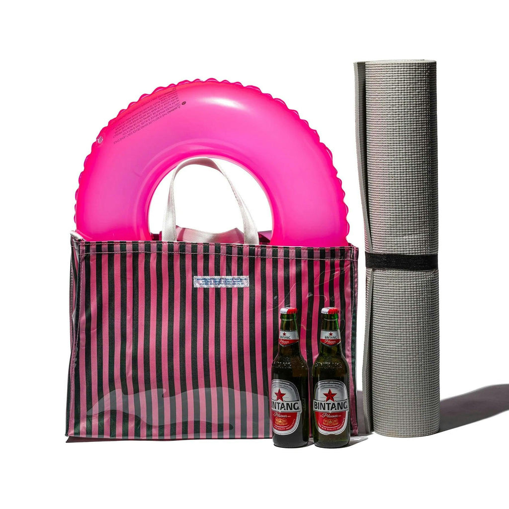 Puebco Covered School Tie Fabric Market Bag / Dark Green x Pink