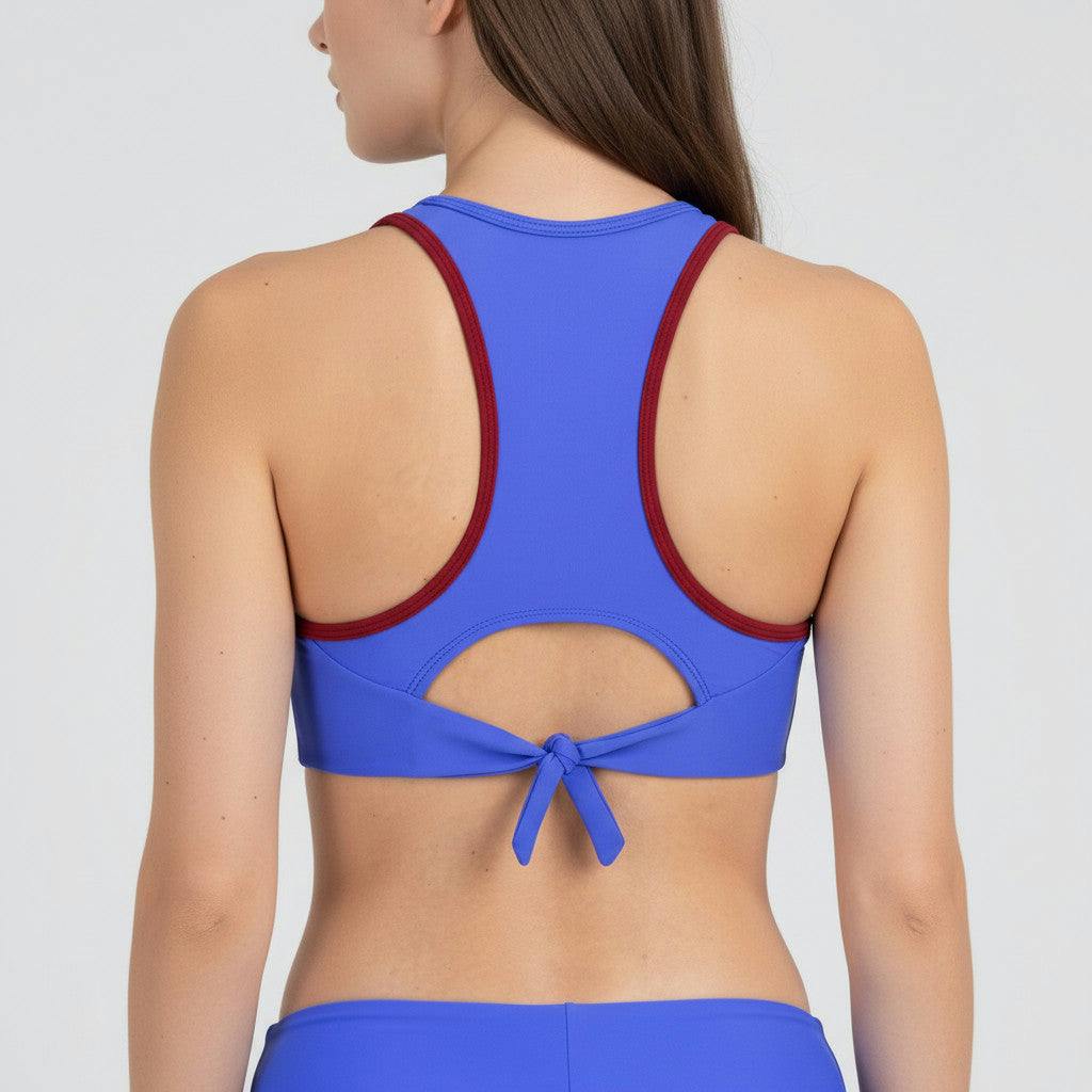 Bikini Bottom High Waist ― Blue / Dark Red