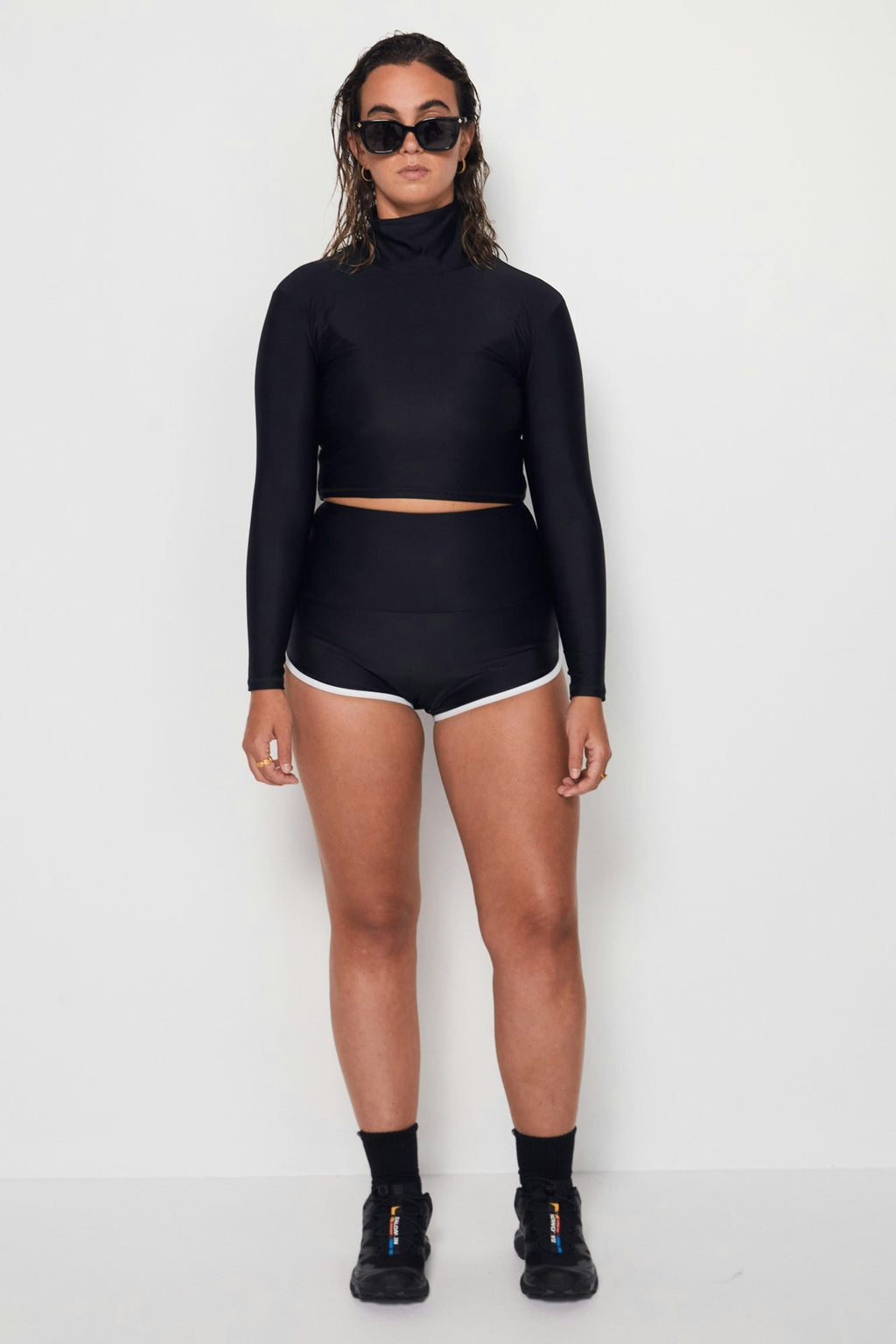 Turtleneck Crop Rashguard - All Black