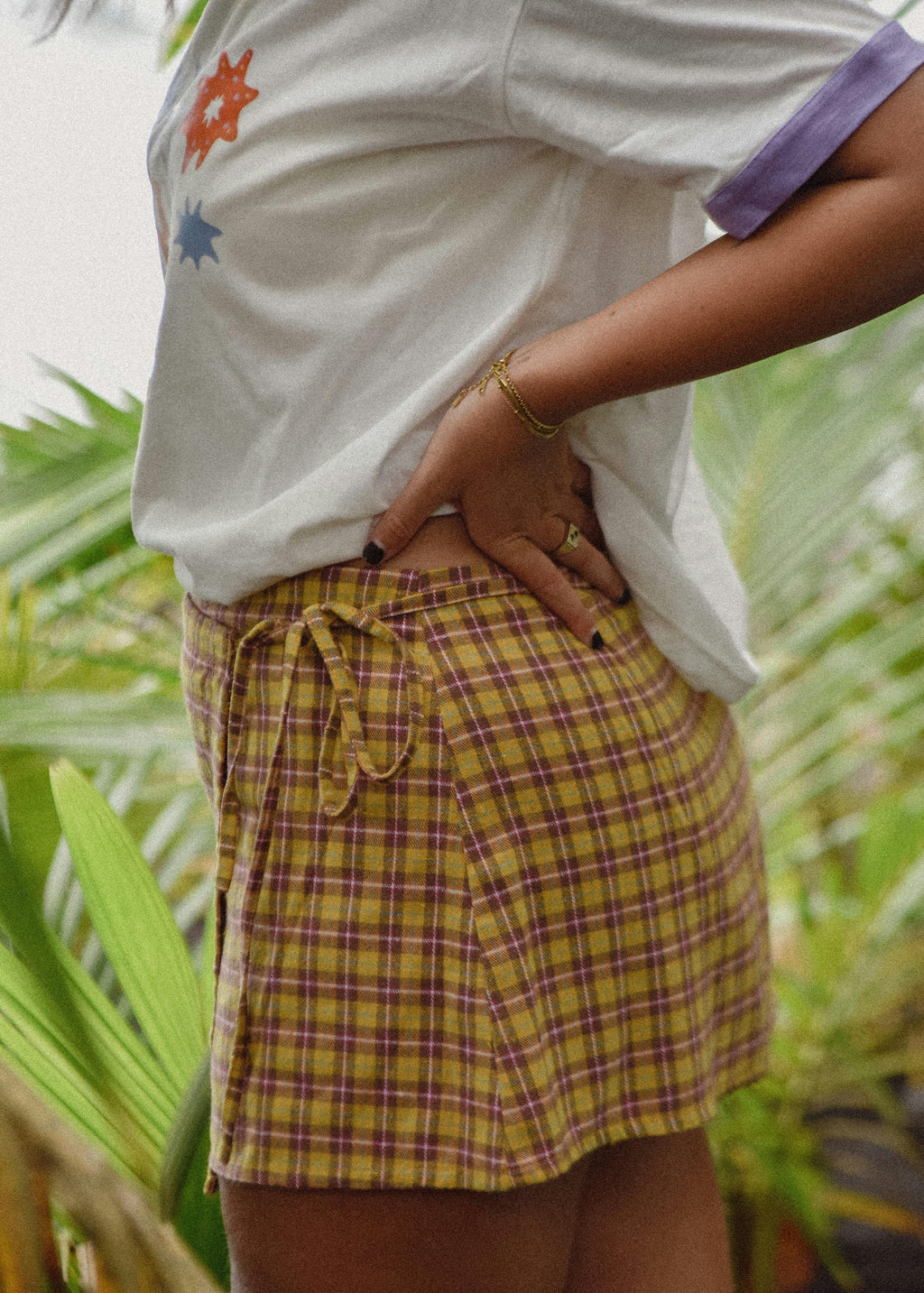 Wrap Mini Skirt in Flannel Plaid
