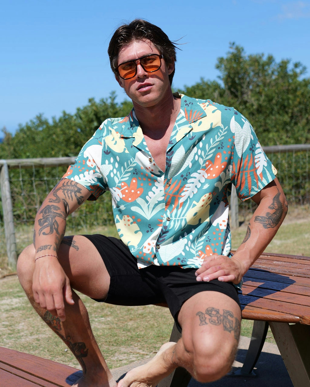 Abstract Leaf Rayon Shirt