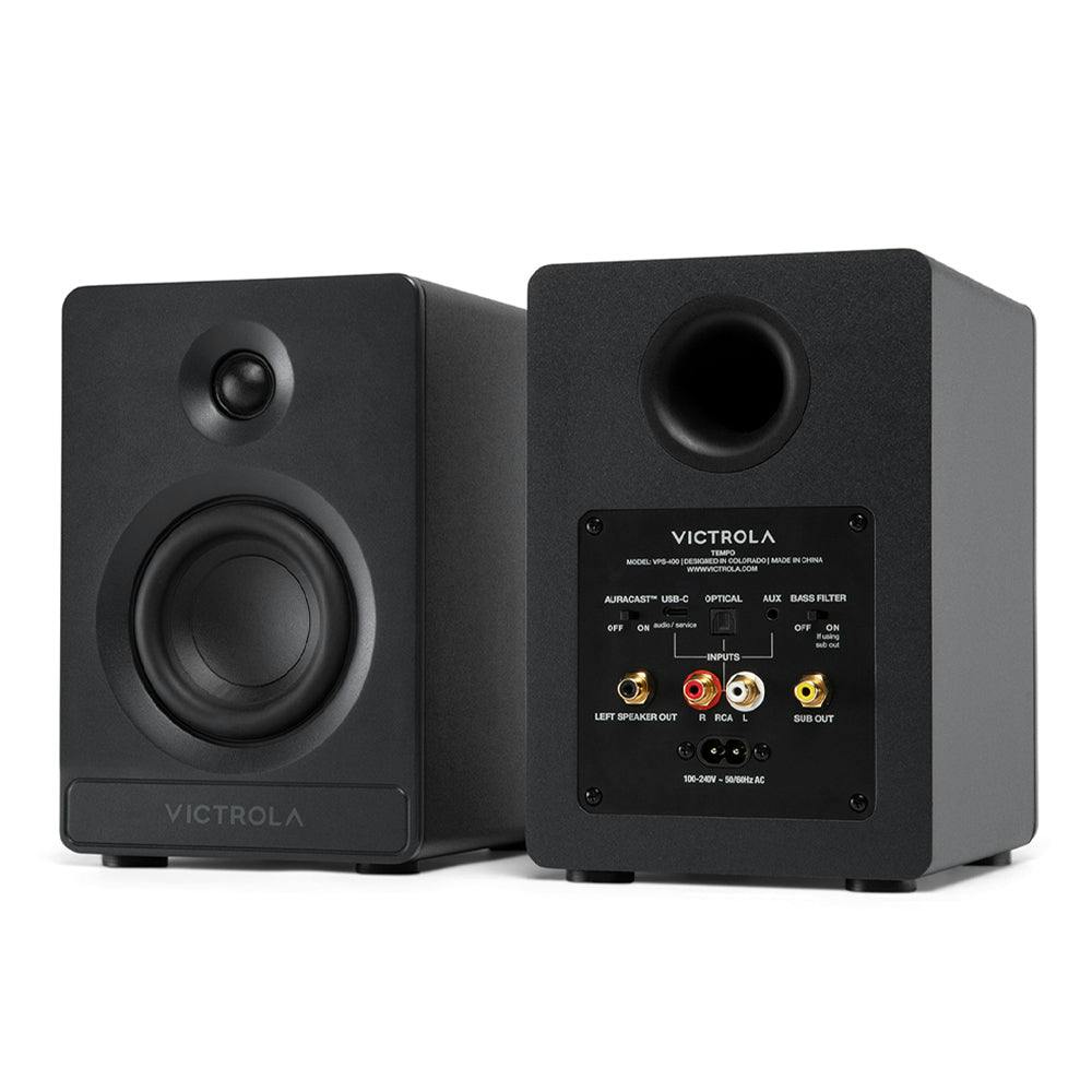 Victrola Automatic Turntable + Victrola Tempo Bookshelf Speakers Bundle - Black