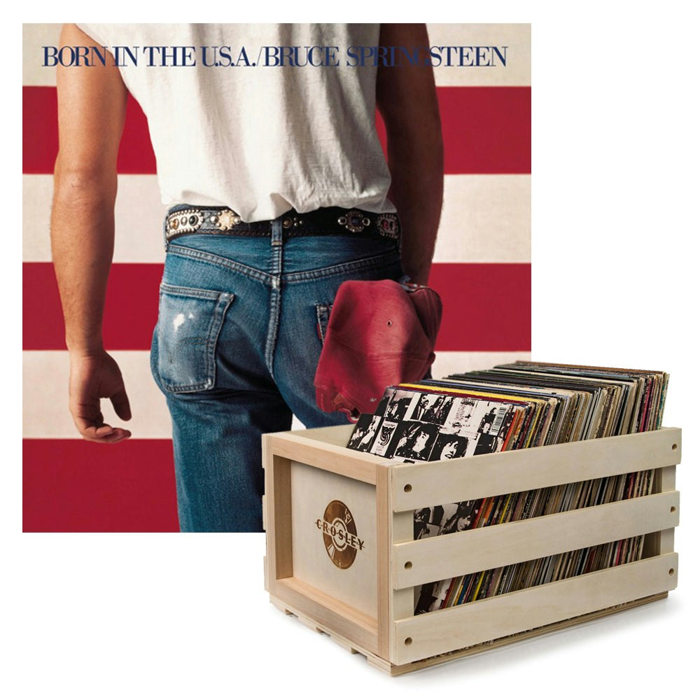 Crosley Record Storage Crate Bruce Springsteen Born In The U.S.A Vinyl Album Bundle