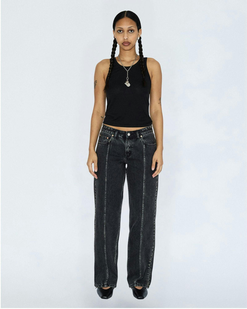 Nika Mid Straight Jeans - Worker Aged Black