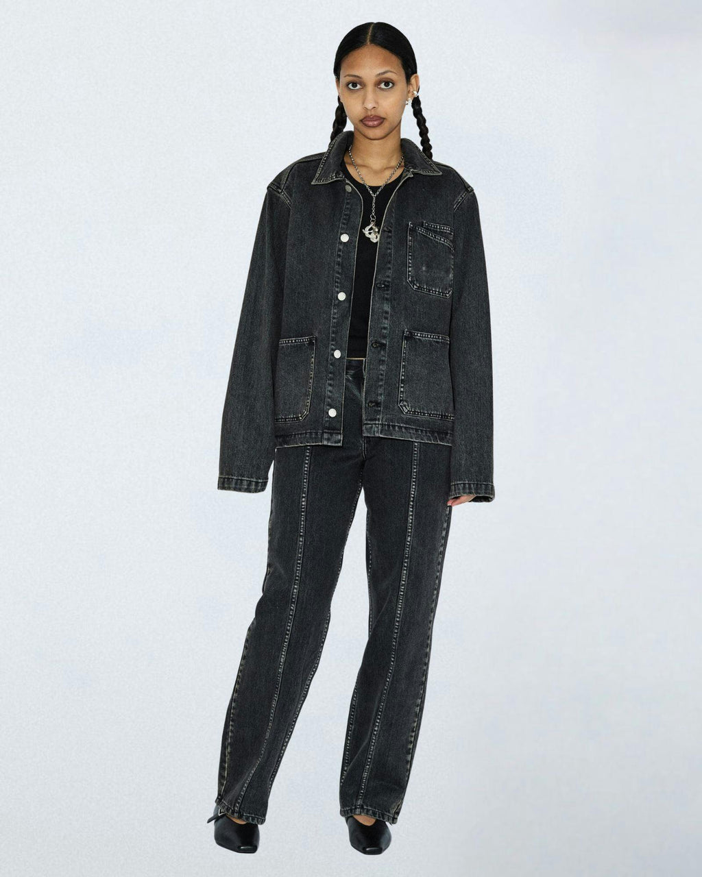 Nika Mid Straight Jeans - Worker Aged Black