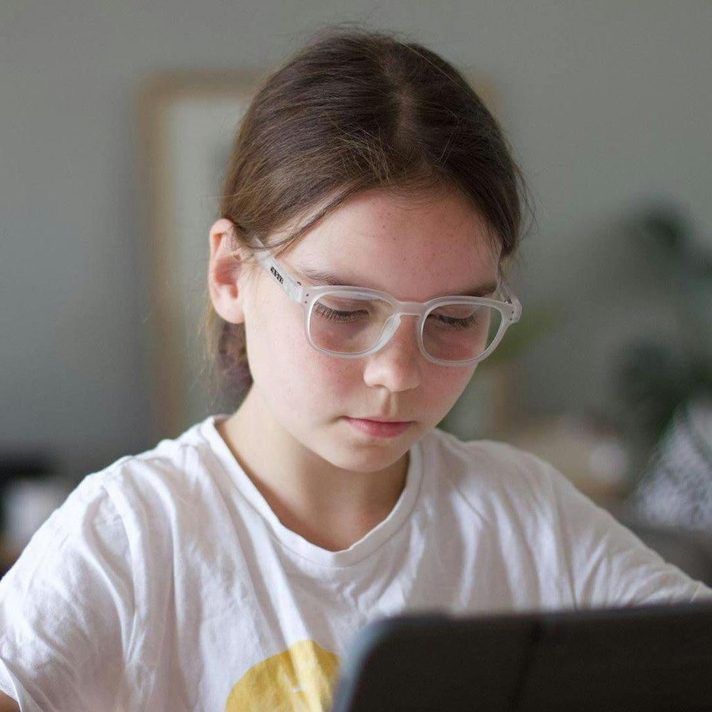 Havana Jr - Blue Light Matt Translucent Clear Frame Glasses