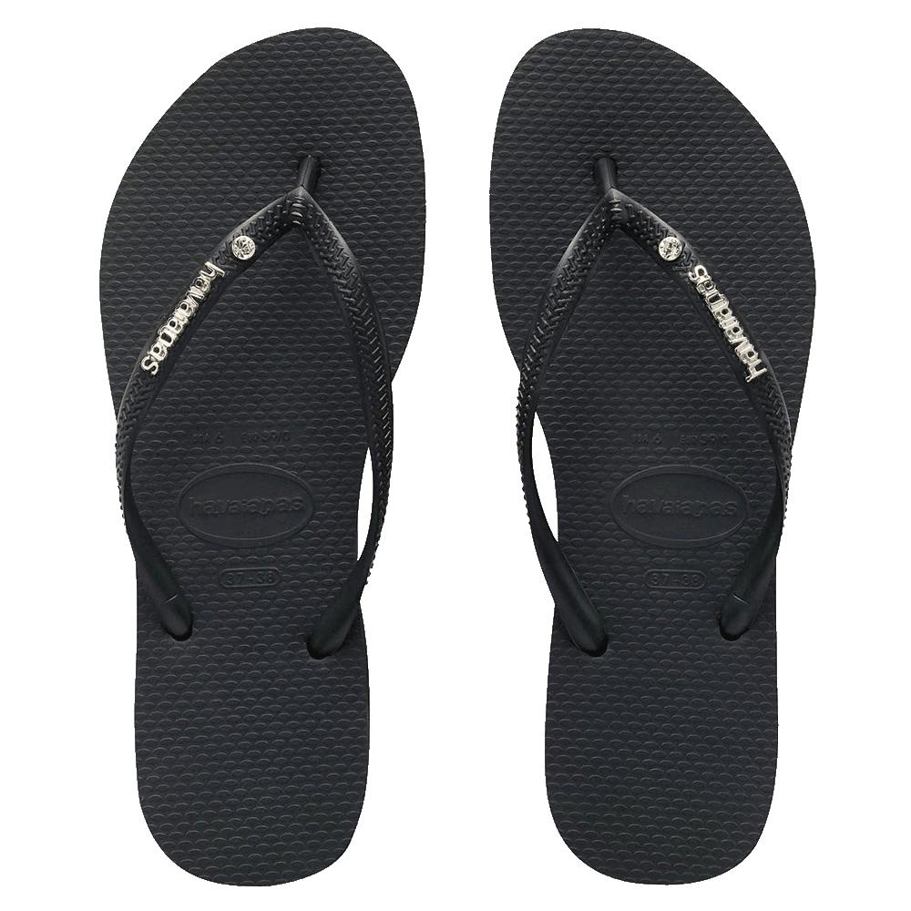 Slim Metal Logo Crystal Thongs