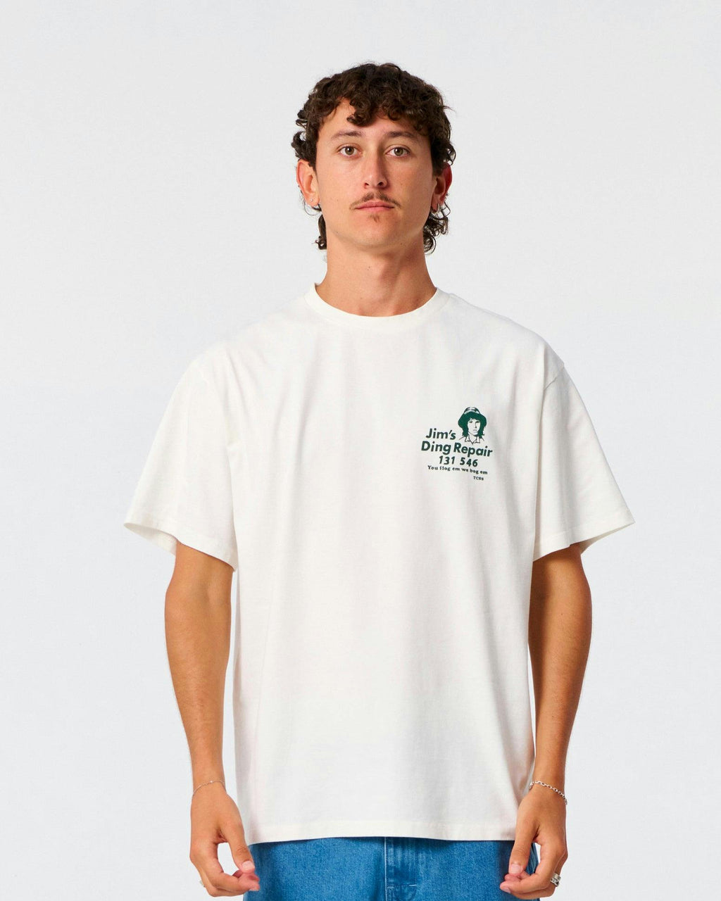 Jim's Ding Repairs Tee - Vintage white