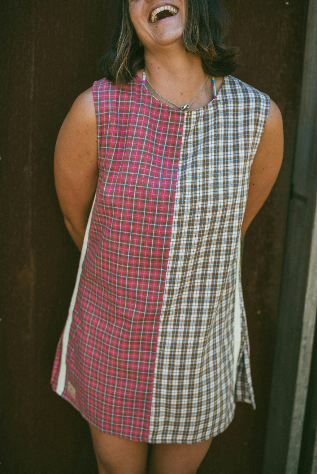 Flannel Sporty Dress in Strawberry Milk