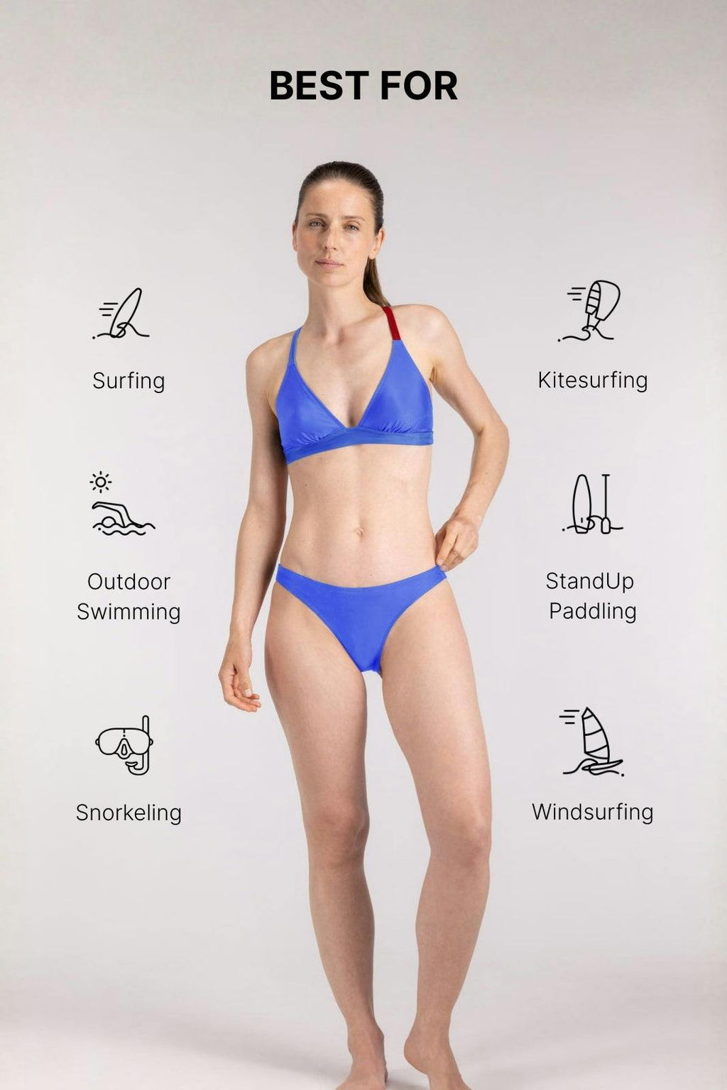 Bikini Top Cross ― Blue / Dark Red