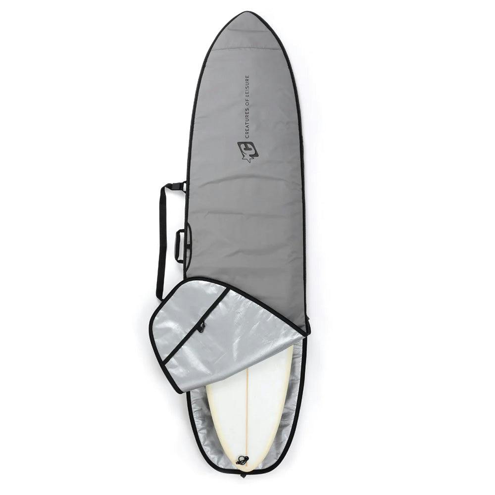 Fish Icon - Silver Black SurfBoard Cover