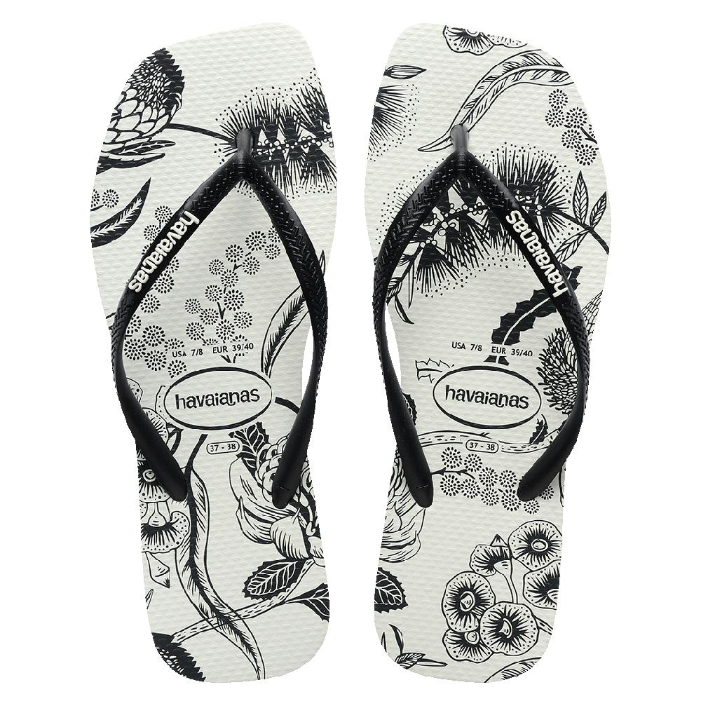 Slim Square Printed Flower Thongs