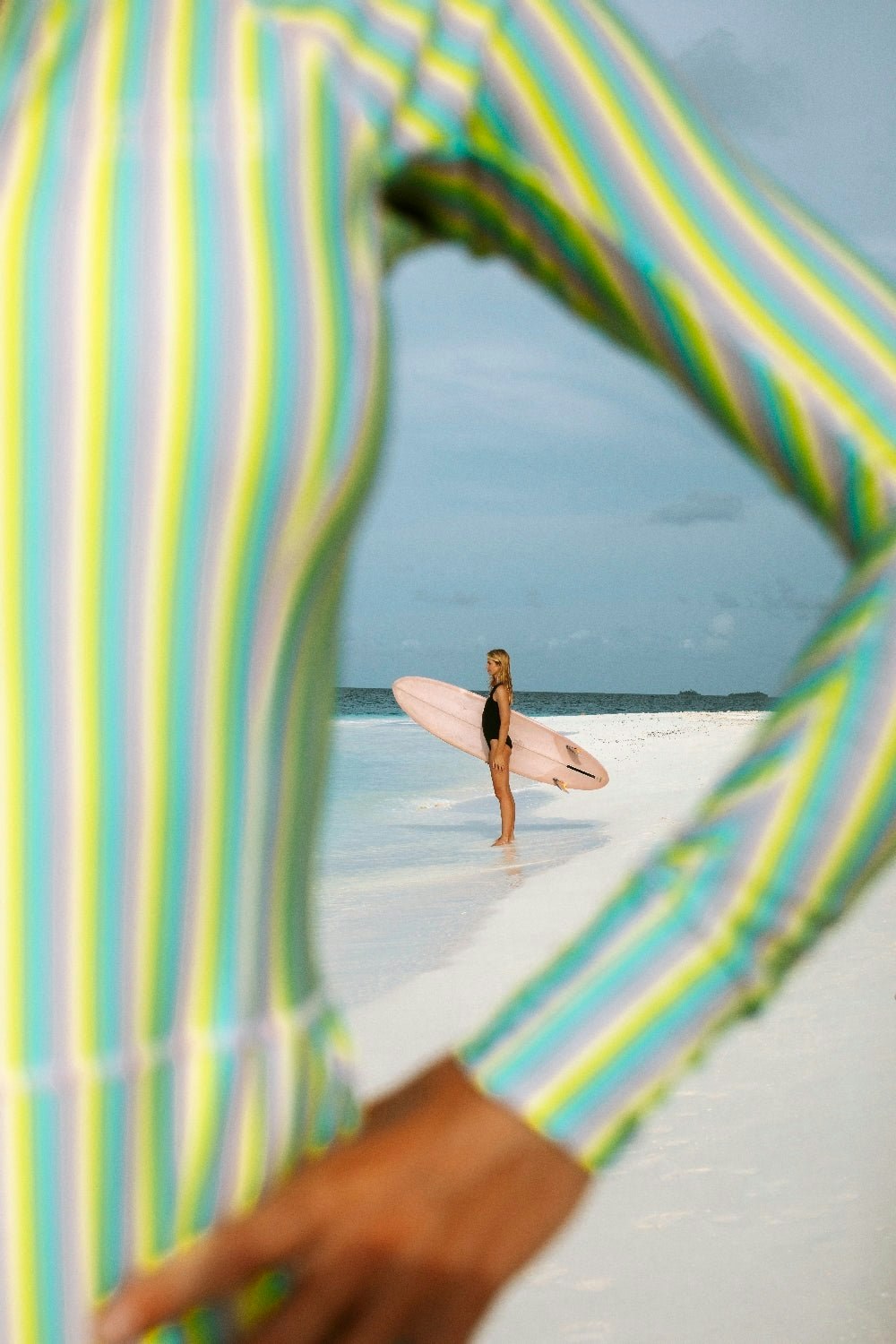 One Piece Swimsuit Longsleeve - Multi Color Stripe