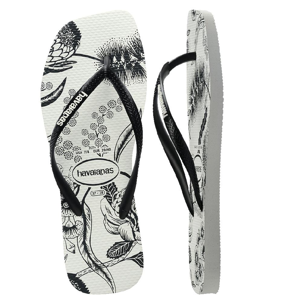 Slim Square Printed Flower Thongs