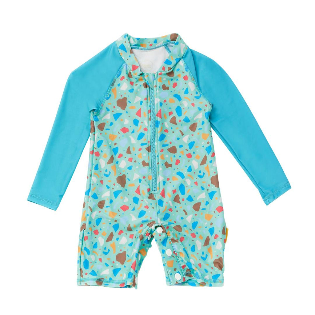 Tyoub Long Sleeve Sunsuit Recycled Ocean Glass Aqua-Green Kids