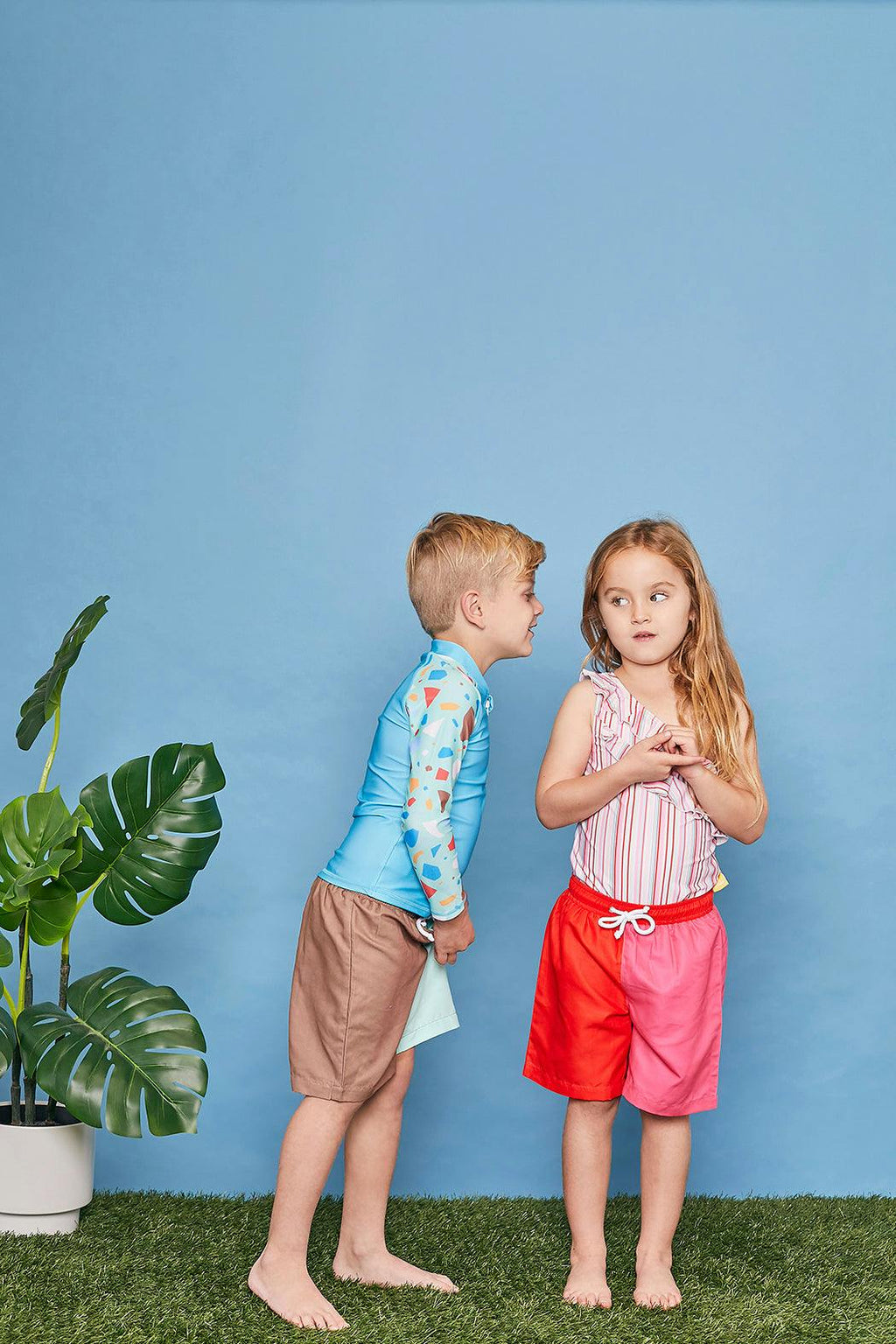 Tyoub Long Sleeve Rash Guard Recycled Ocean Glass Aqua-Green Kids