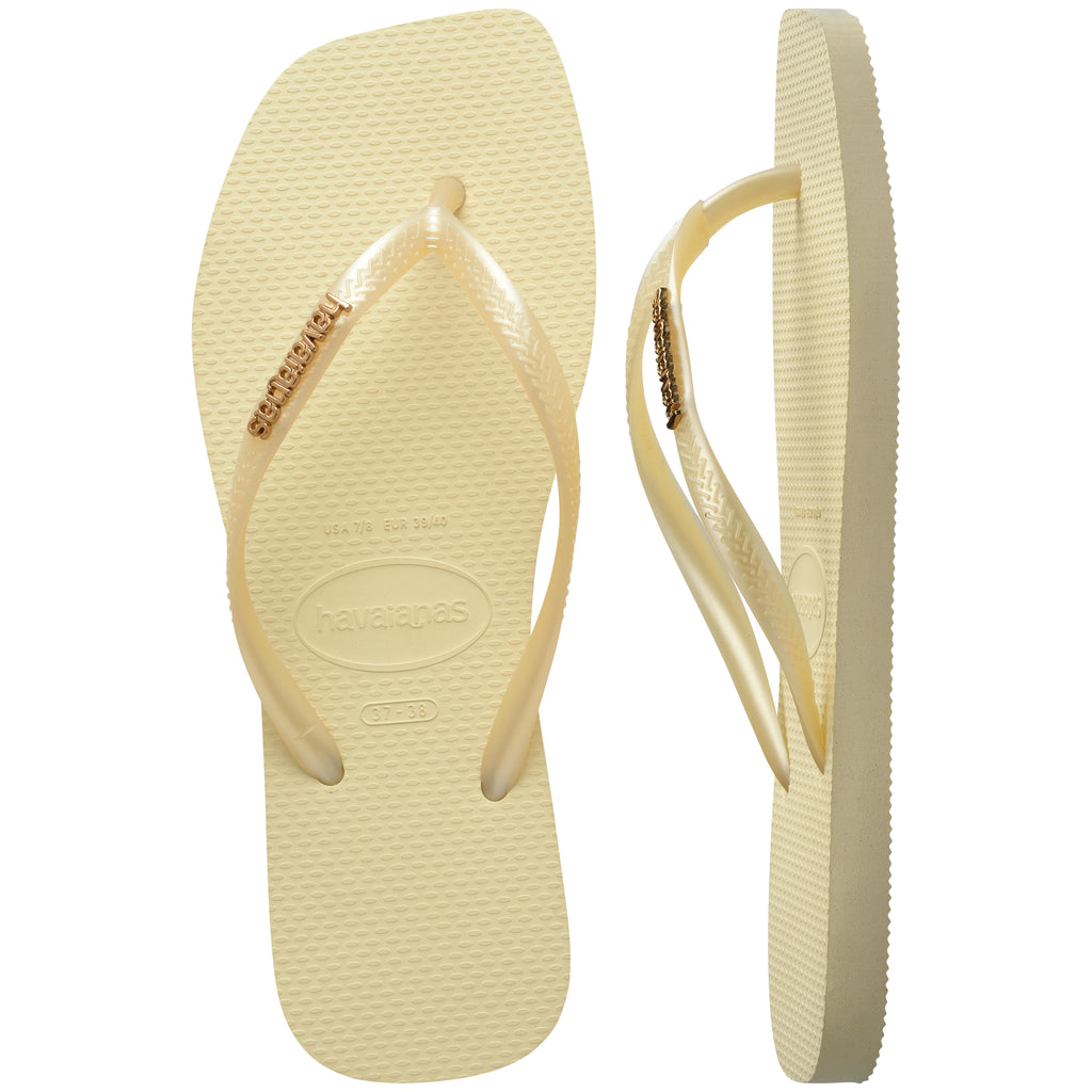 Slim Square Metal Logo Thongs