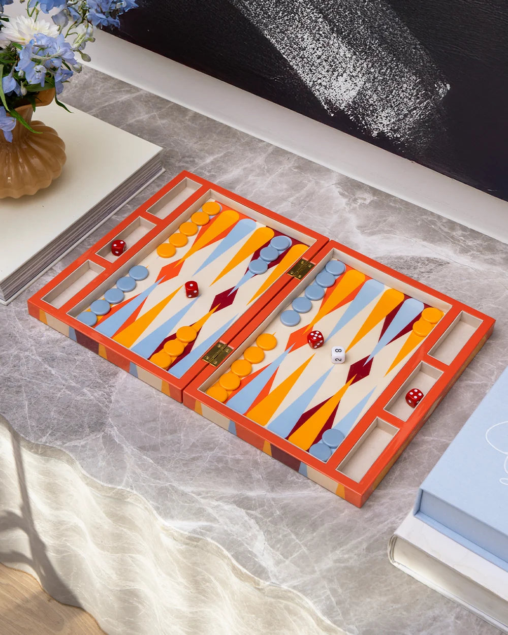 Printworks Lacquered Backgammon-Red