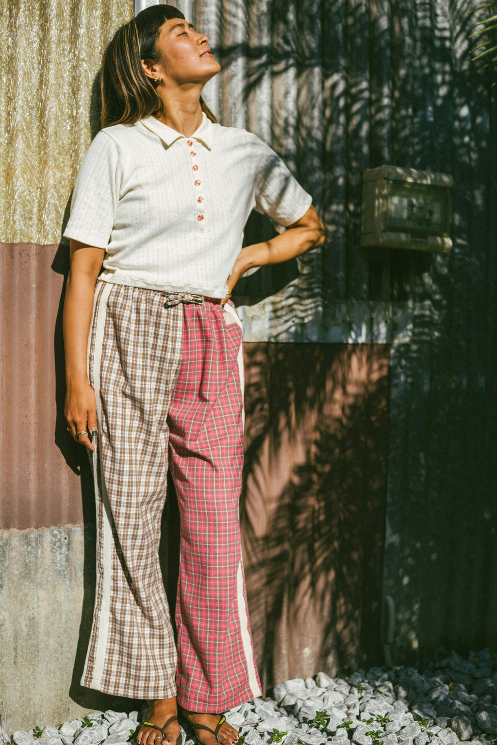 Flannel Flare Pant in Strawberry Milk