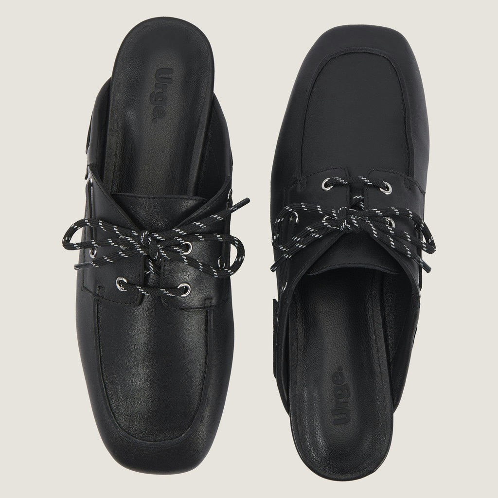 Seaside Mule - Black Leather