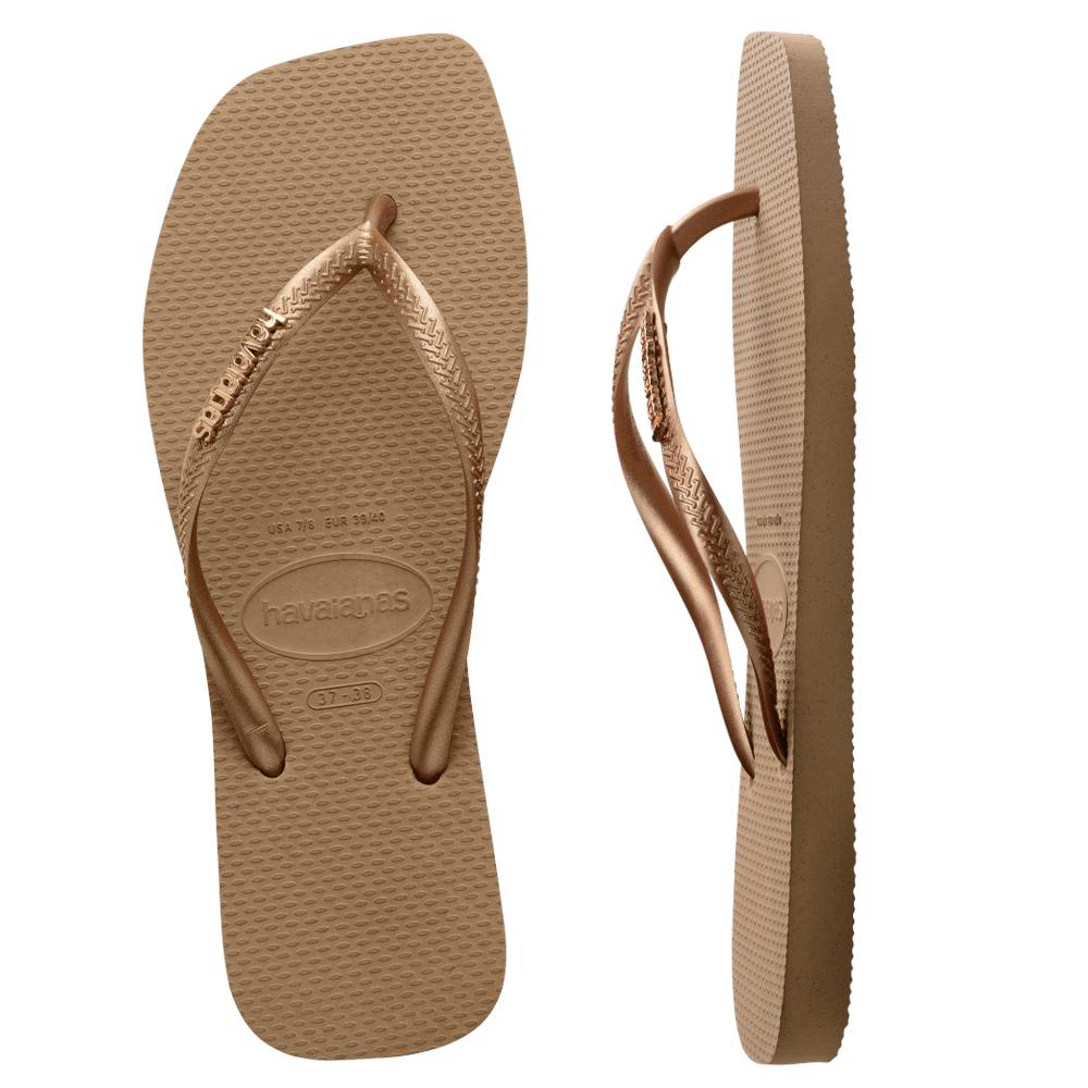 Slim Square Metal Logo Thongs