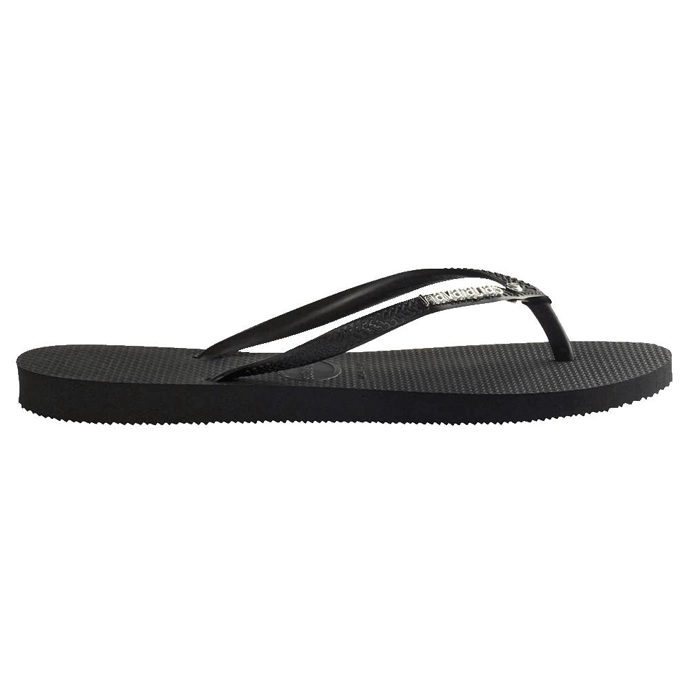 Slim Metal Logo Crystal Thongs