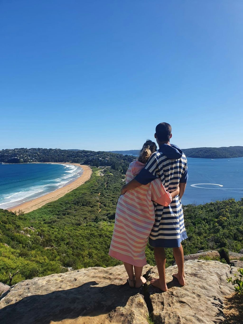 Ocean Blue Stripe Medium Poncho