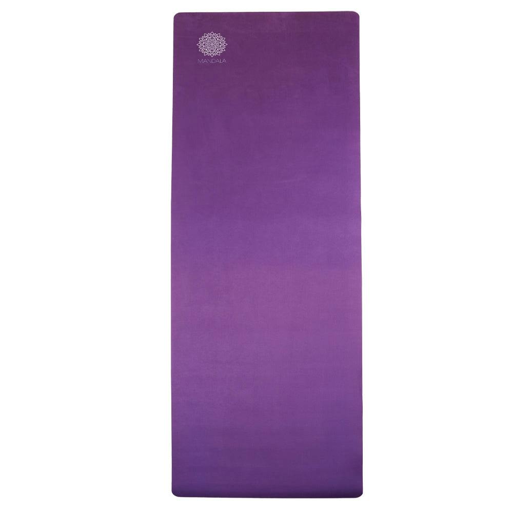 Mandala Yoga Mat Premium Bundle, Includes Yoga Mat 188cm H x 61cm W, Yoga Strap & Steel Hydration Bottle - Purple
