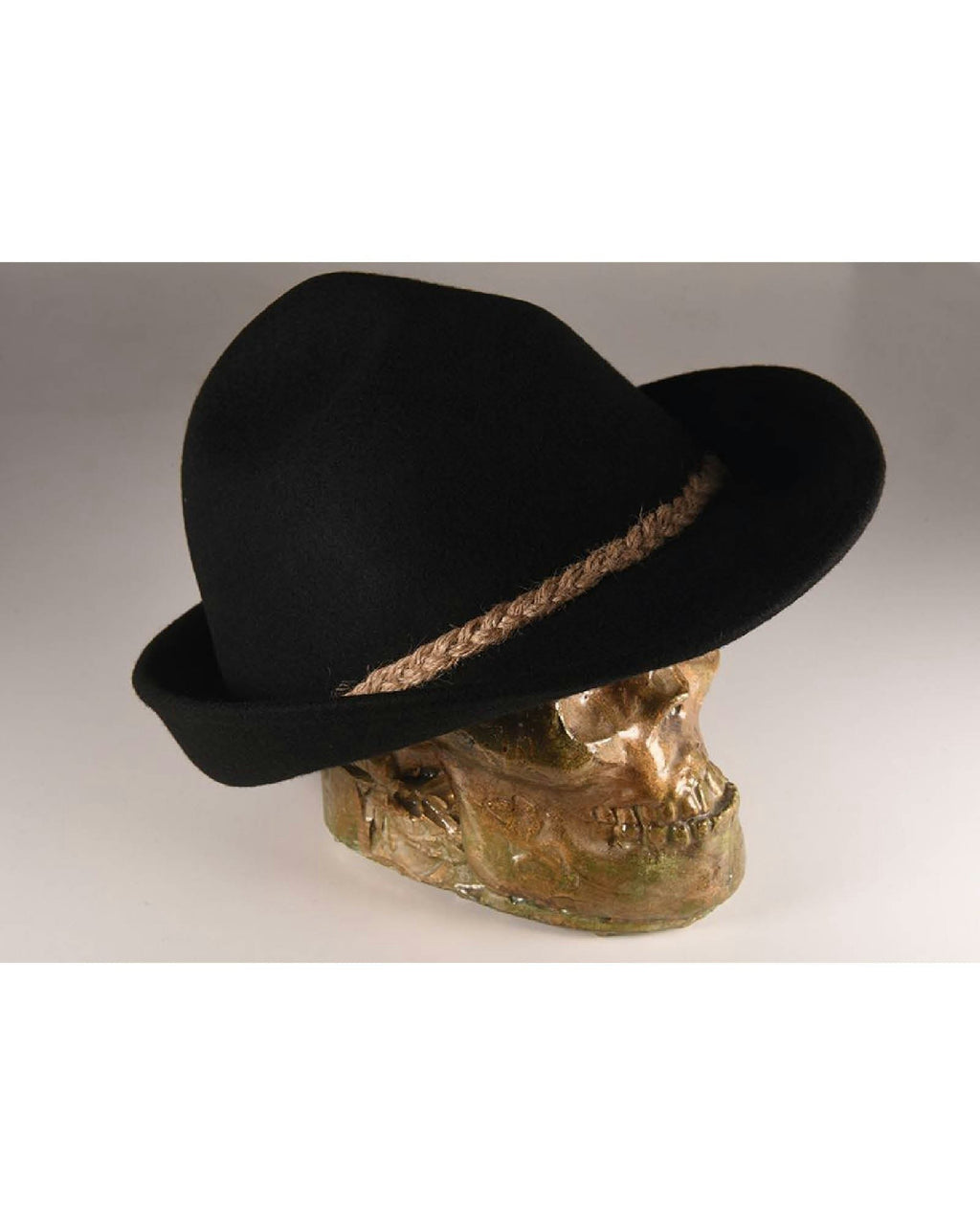 The Peter – Black Wool Felt Hat with Rope Trim