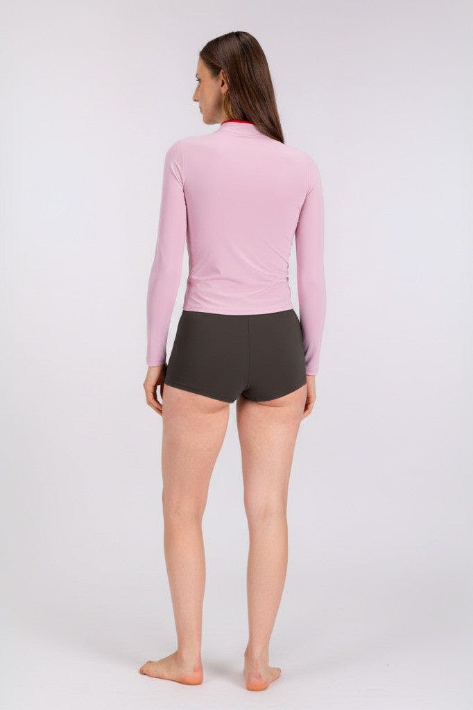 Rash Guard With Zip ― Lilac / Red