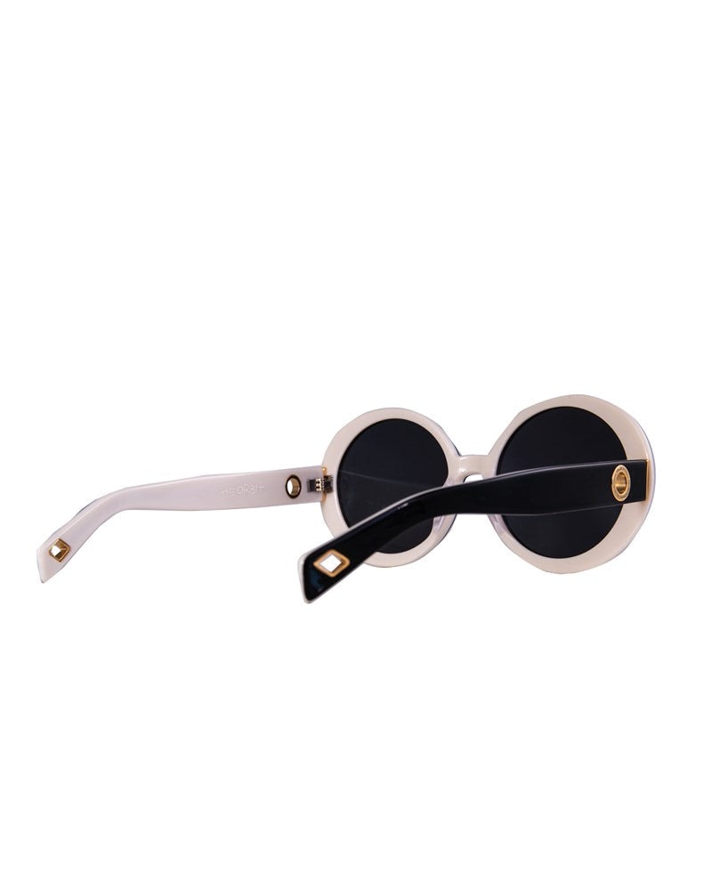 THE ORBIT - Black on White Sunglasses | Grey Polarised Lenses