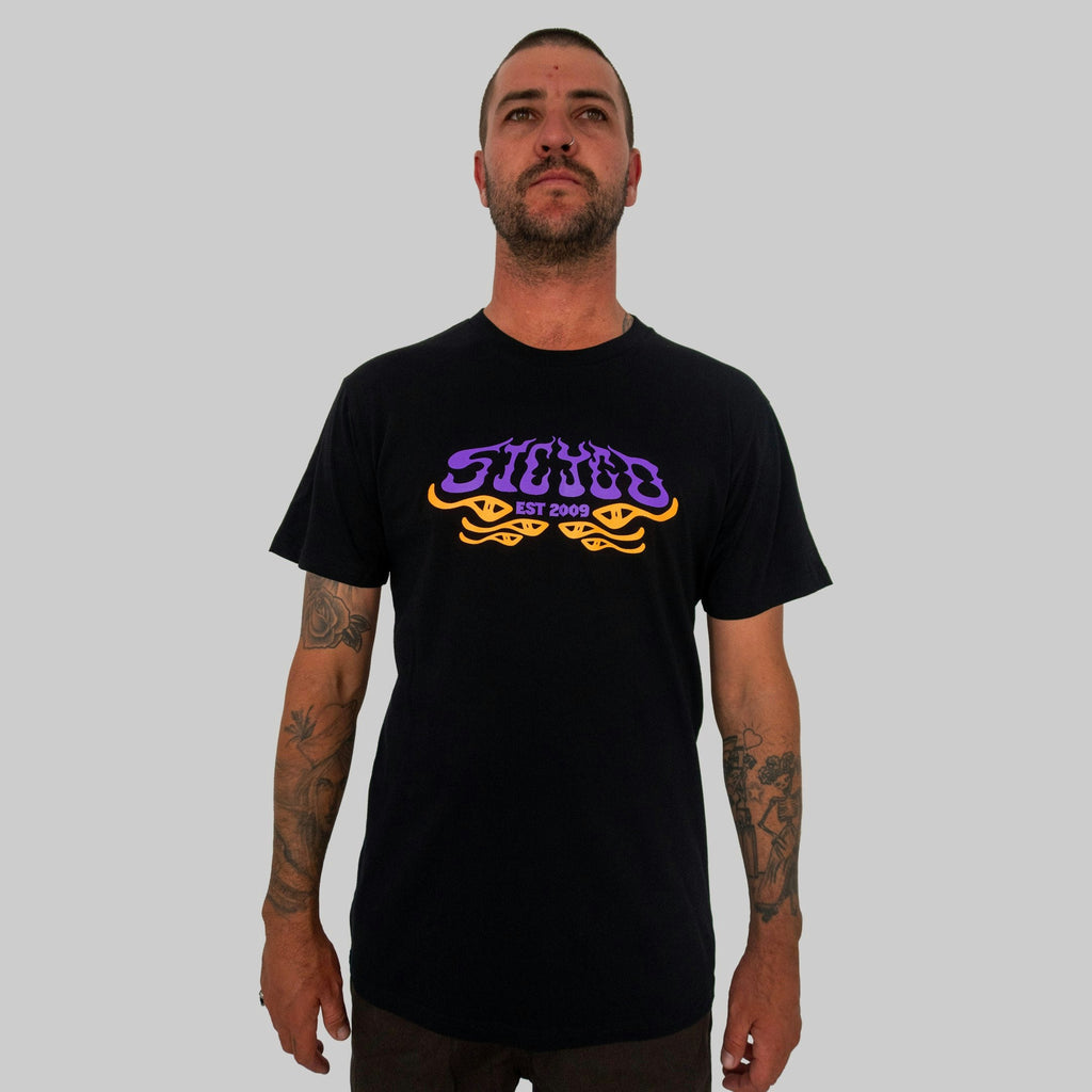 IN FLAMES TEE / BLACK  ~ PURPLE