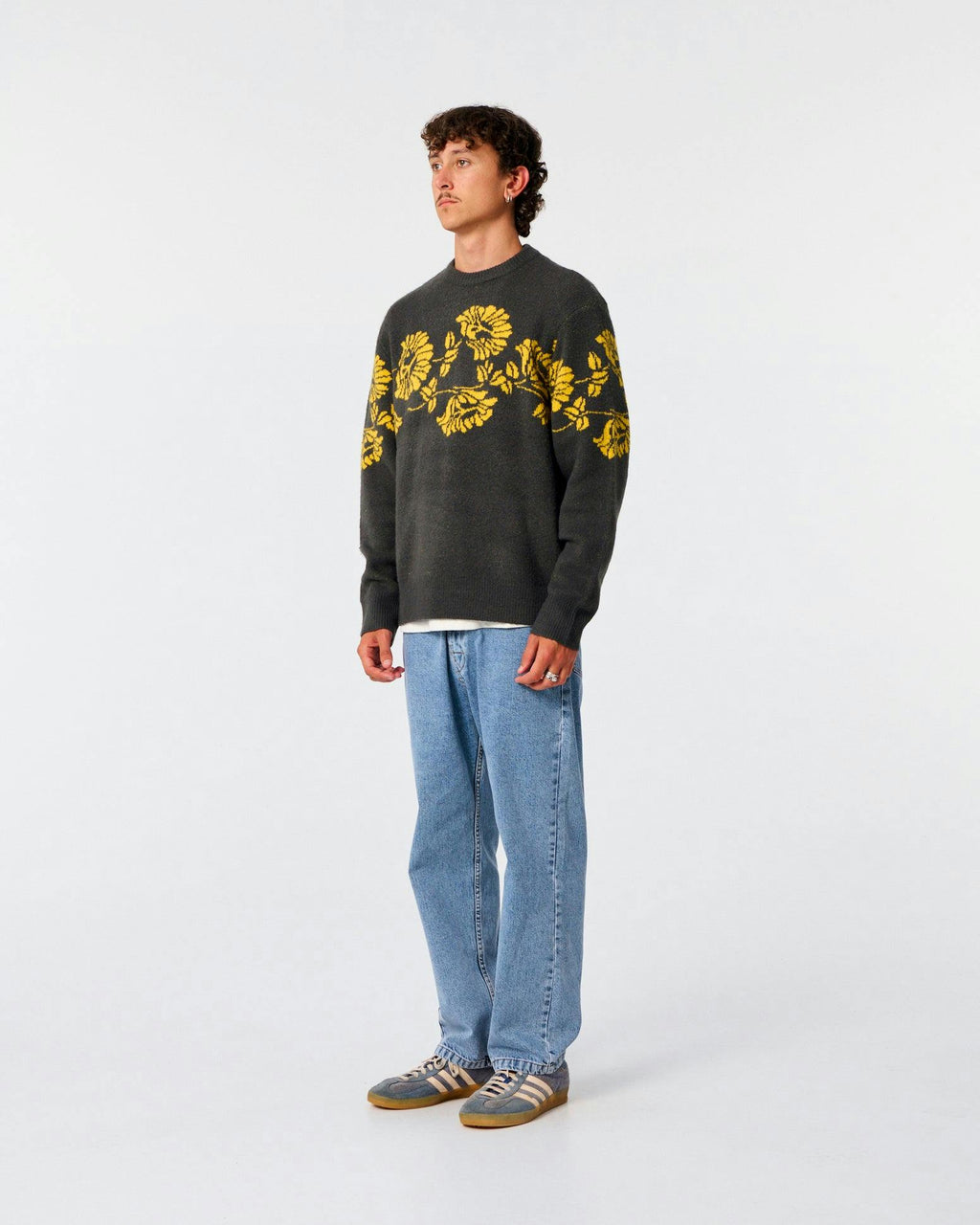 Peace Flower Crew Knit - Phantom