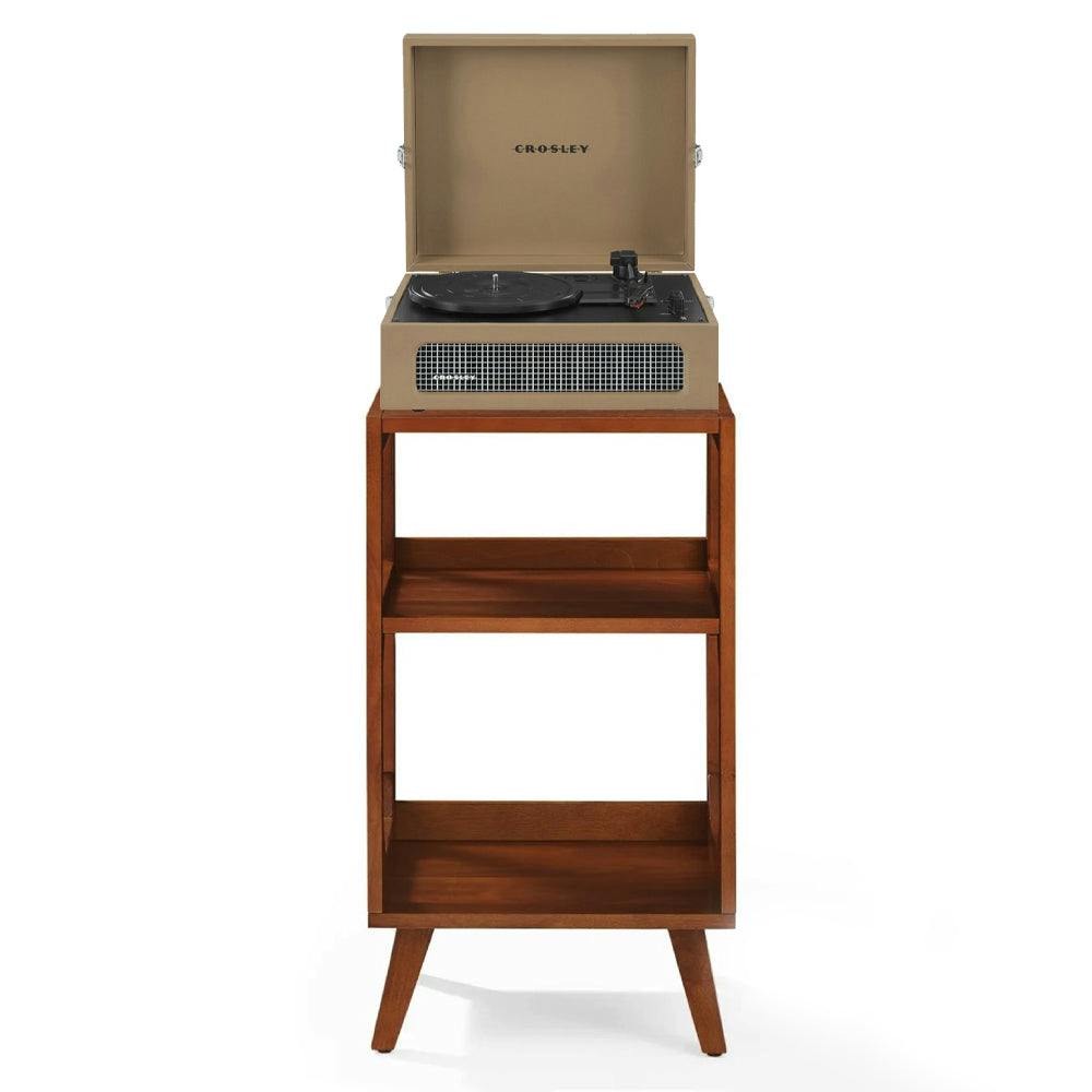 Crosley Voyager Bluetooth Portable Turntable + Crosley Asheville Stand Bundle- Tan