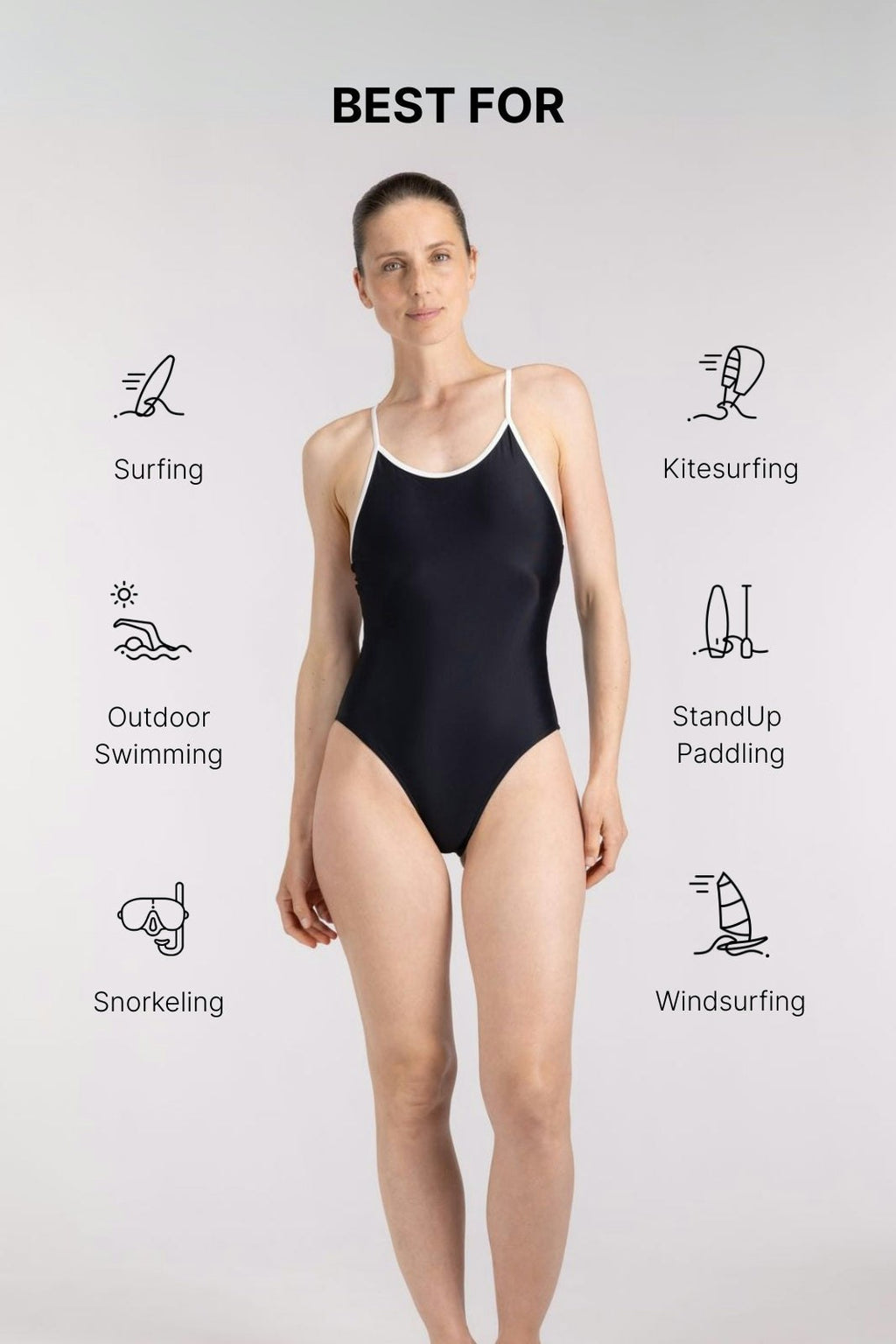 Liberty Racerback Swimsuit High Cut ― Black