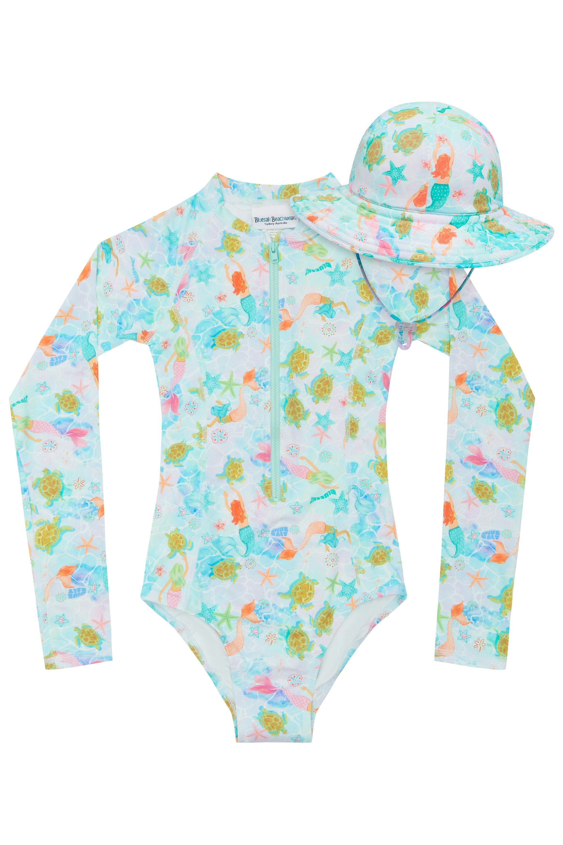 Long sleeve surf swimsuit with matching Beach Hat - Hamilton Island