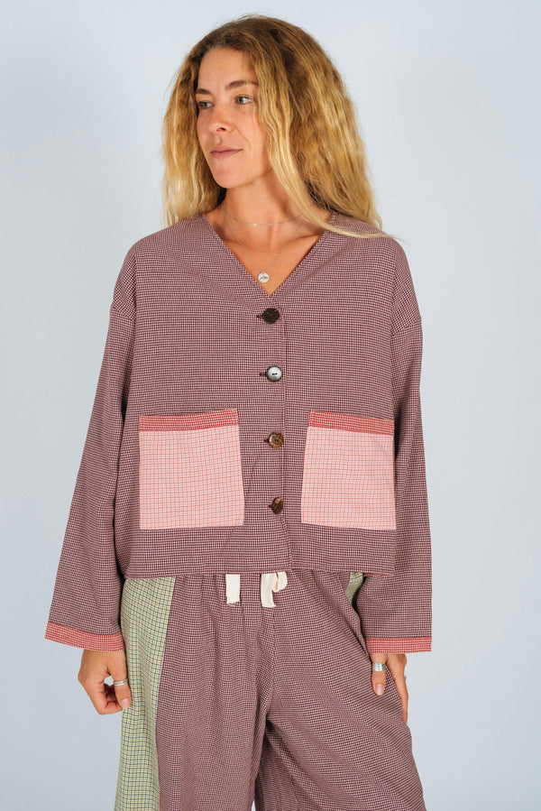 Patchwork Over Shirt in Houndstooth Combo image 1