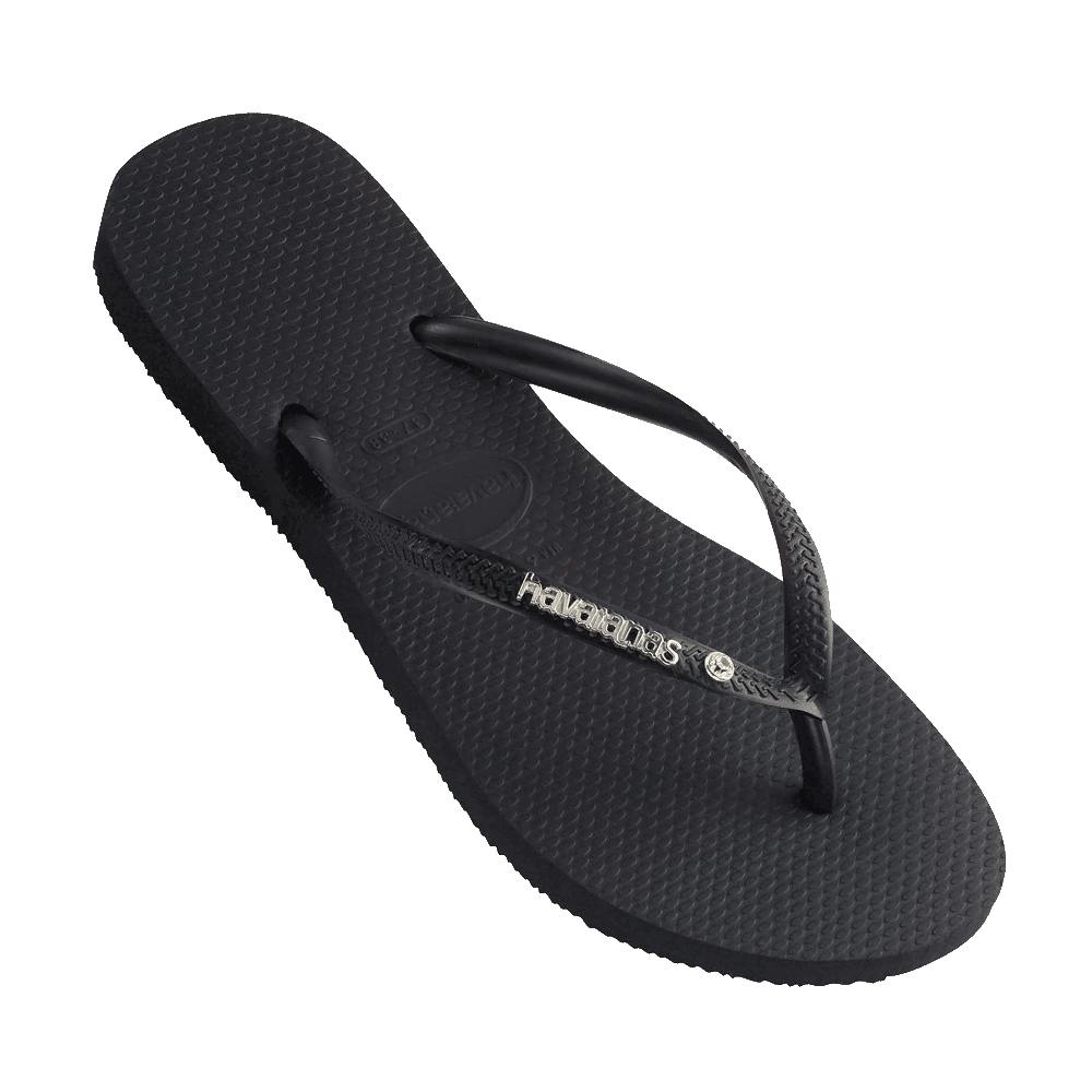 Slim Metal Logo Crystal Thongs