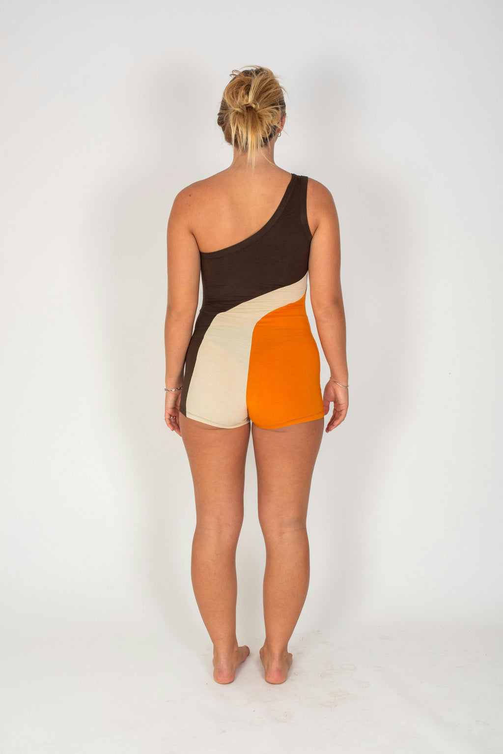 One Shoulder Bamboo Romper in Sunset