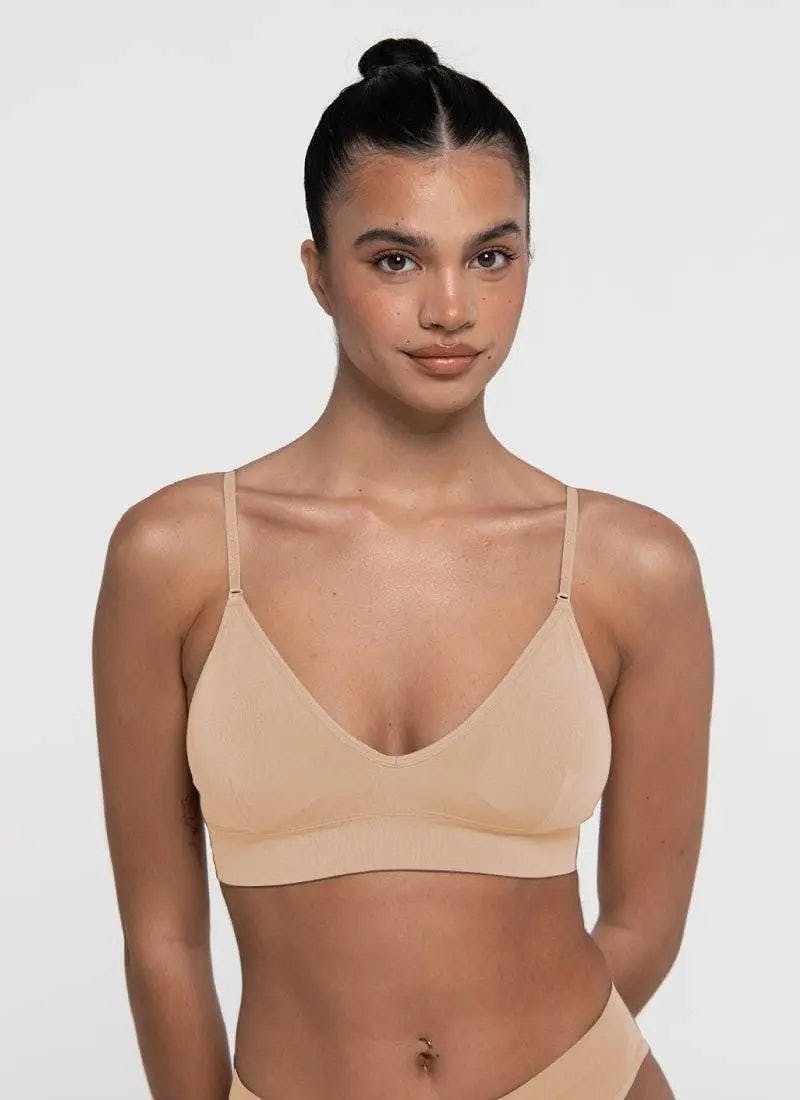 V Crop Modal Wire-Free Bralette - Beech