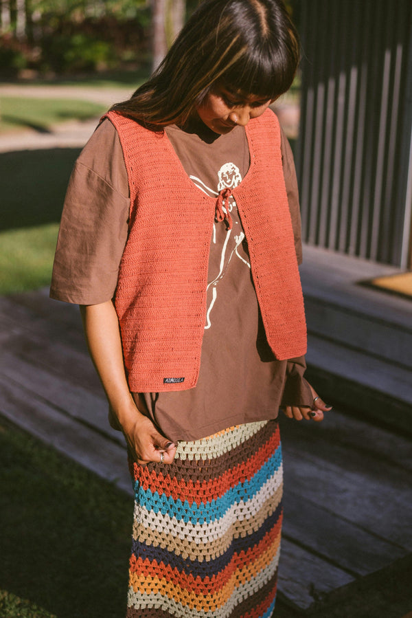Crochet Tie Vest in Rust image 1