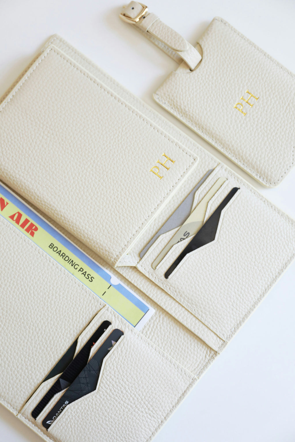 Leather Luggage Tag | White Gold