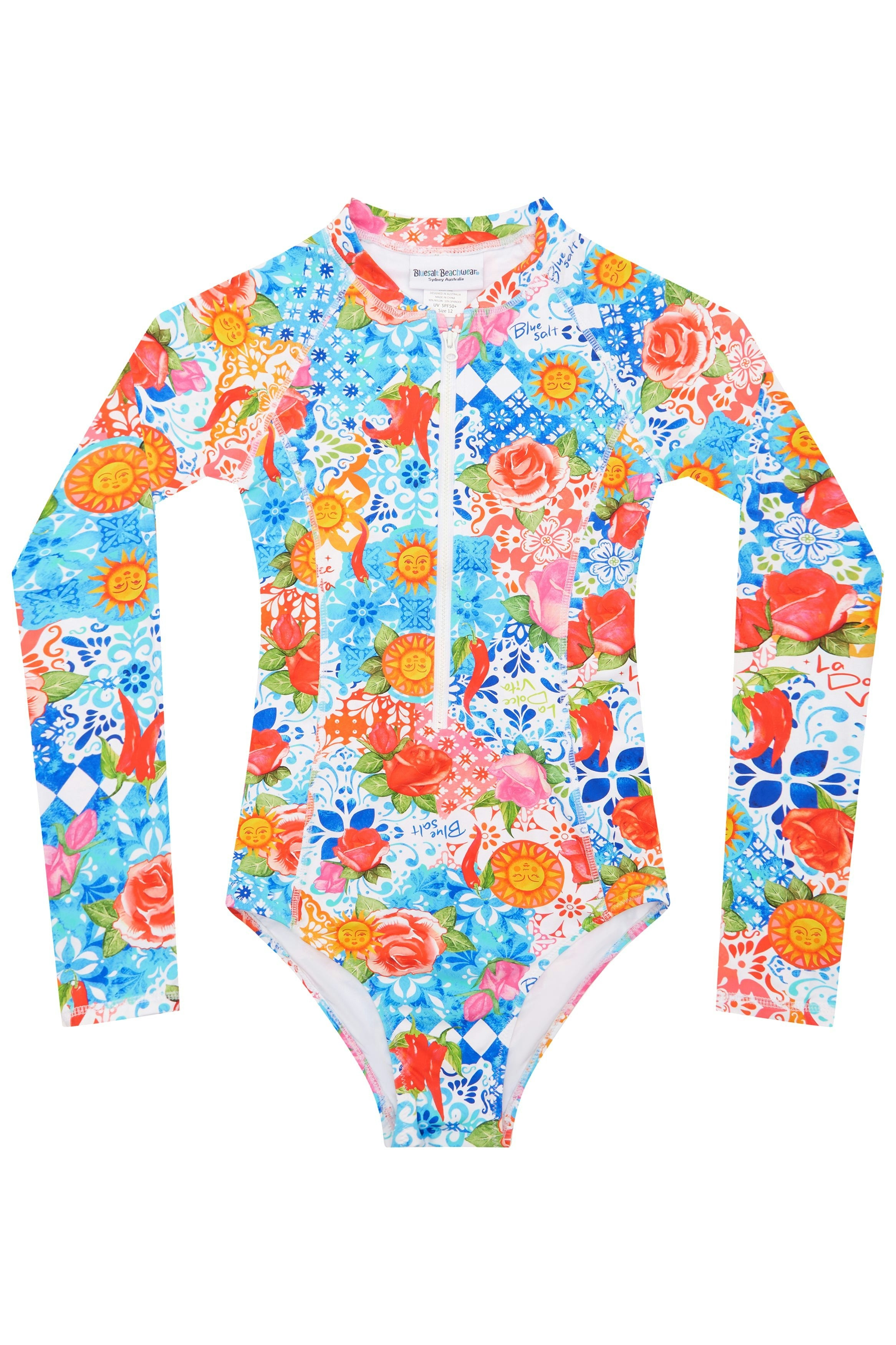 Girls Dolce Vita Long-Sleeve One-Piece – SPF 50+